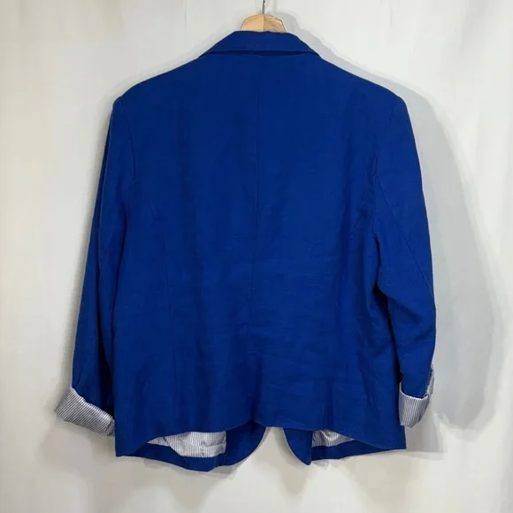 🔱 For Cynthia Royal Blue linen, single button, notch collar, blazer - Picture 4 of 5